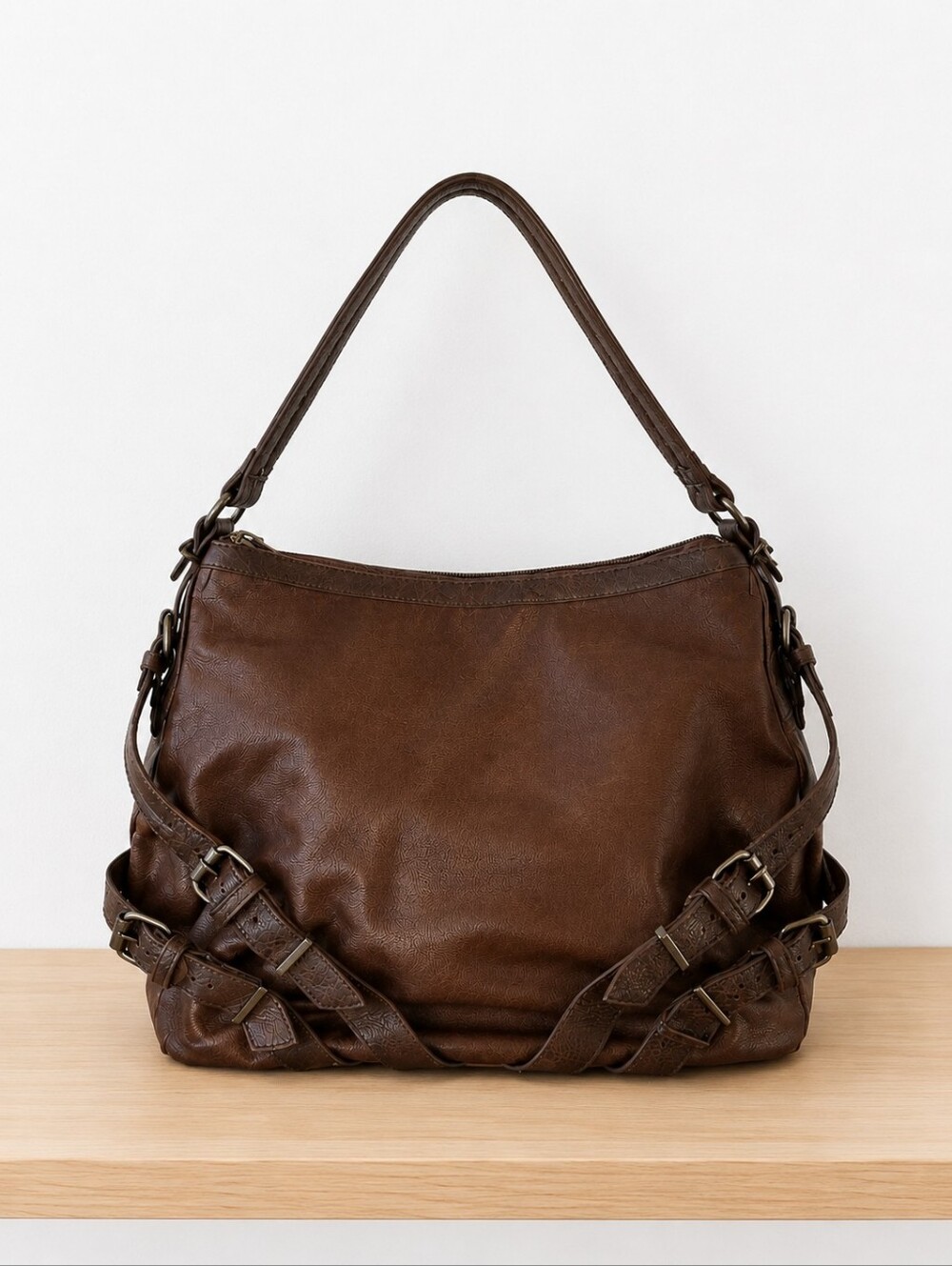 Scarleton Classic Brown Faux Leather Hand With Crossbody